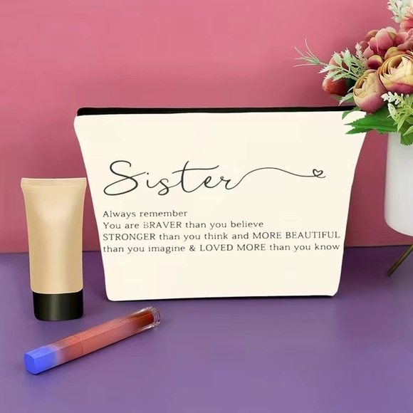 “Sister” With Inspirational Message Cosmetic Bag - Picture 2 of 5